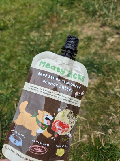 Meaty Licks Flavoured Peanut Butter Squeezy Pouches