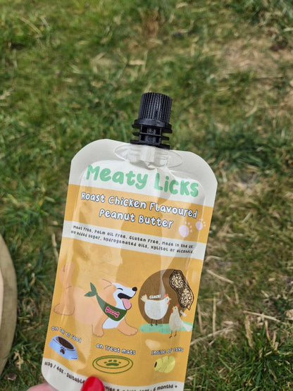 Meaty Licks Flavoured Peanut Butter Squeezy Pouches