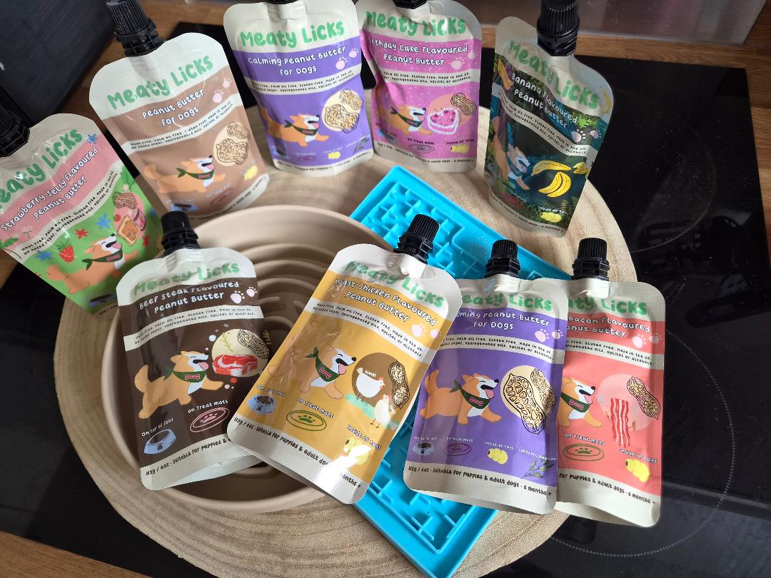 Meaty Licks Flavoured Peanut Butter Squeezy Pouches