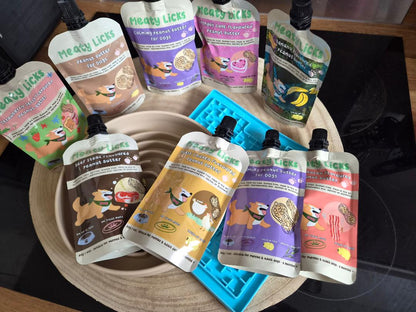 Meaty Licks Flavoured Peanut Butter Squeezy Pouches