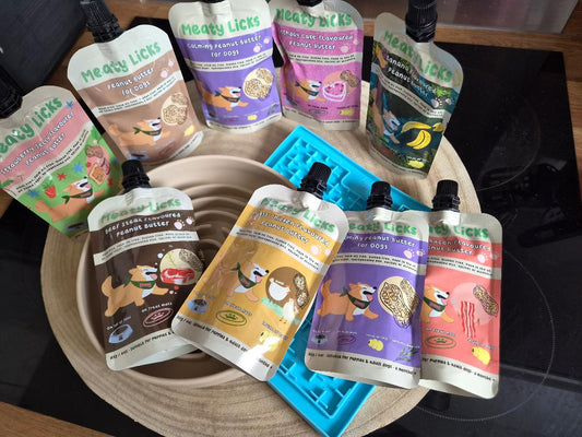 Meaty Licks Flavoured Peanut Butter Squeezy Pouches